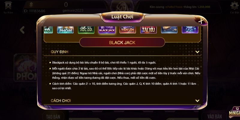Nắm rõ thông tin và luật chơi bài blackjack tại Gemwin